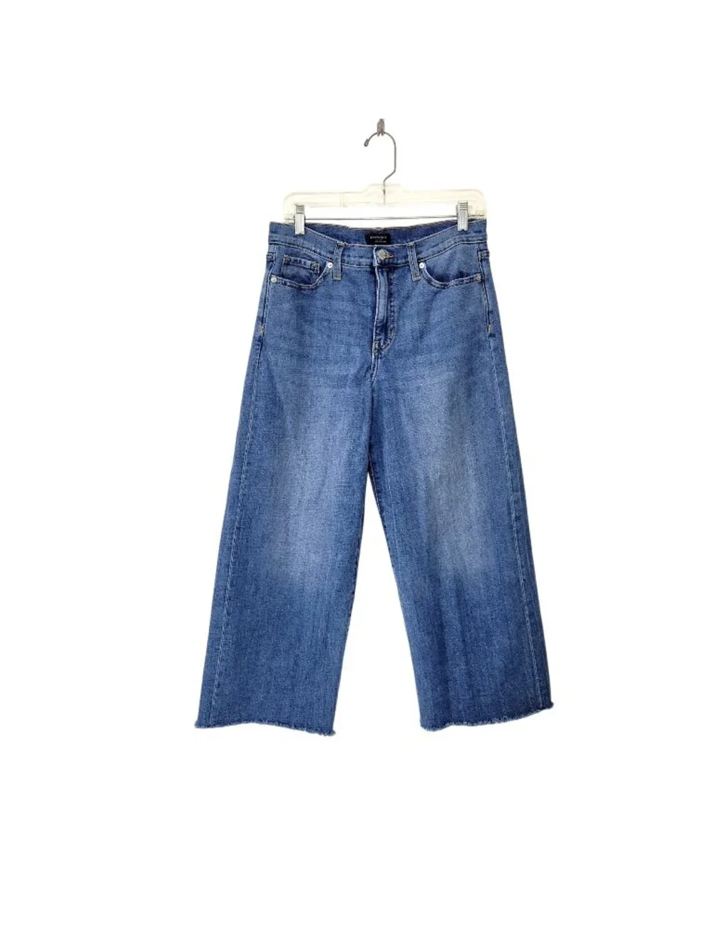 Banana Republic Wide-Leg Crop Jeans 30/10 Regular Blue Denim Raw Hem - Picture 1 of 5